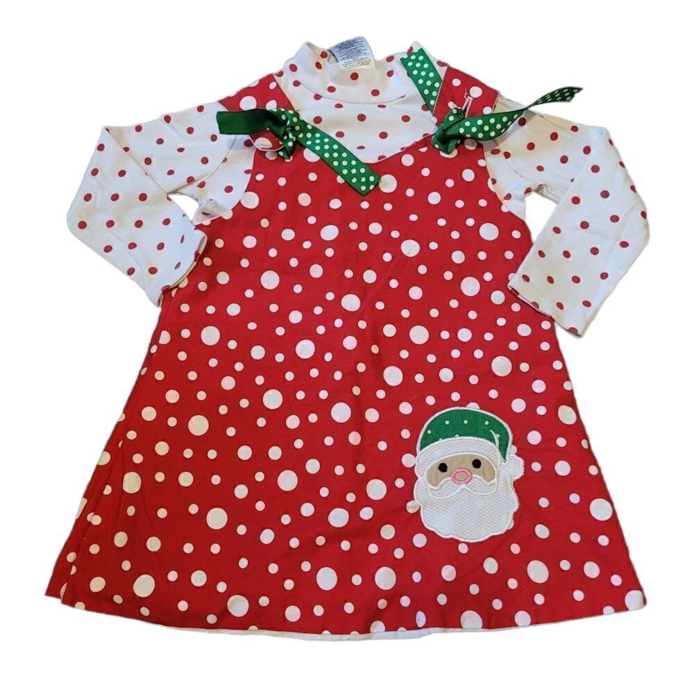 Santa red polka-dot  Christmas overall  dress
